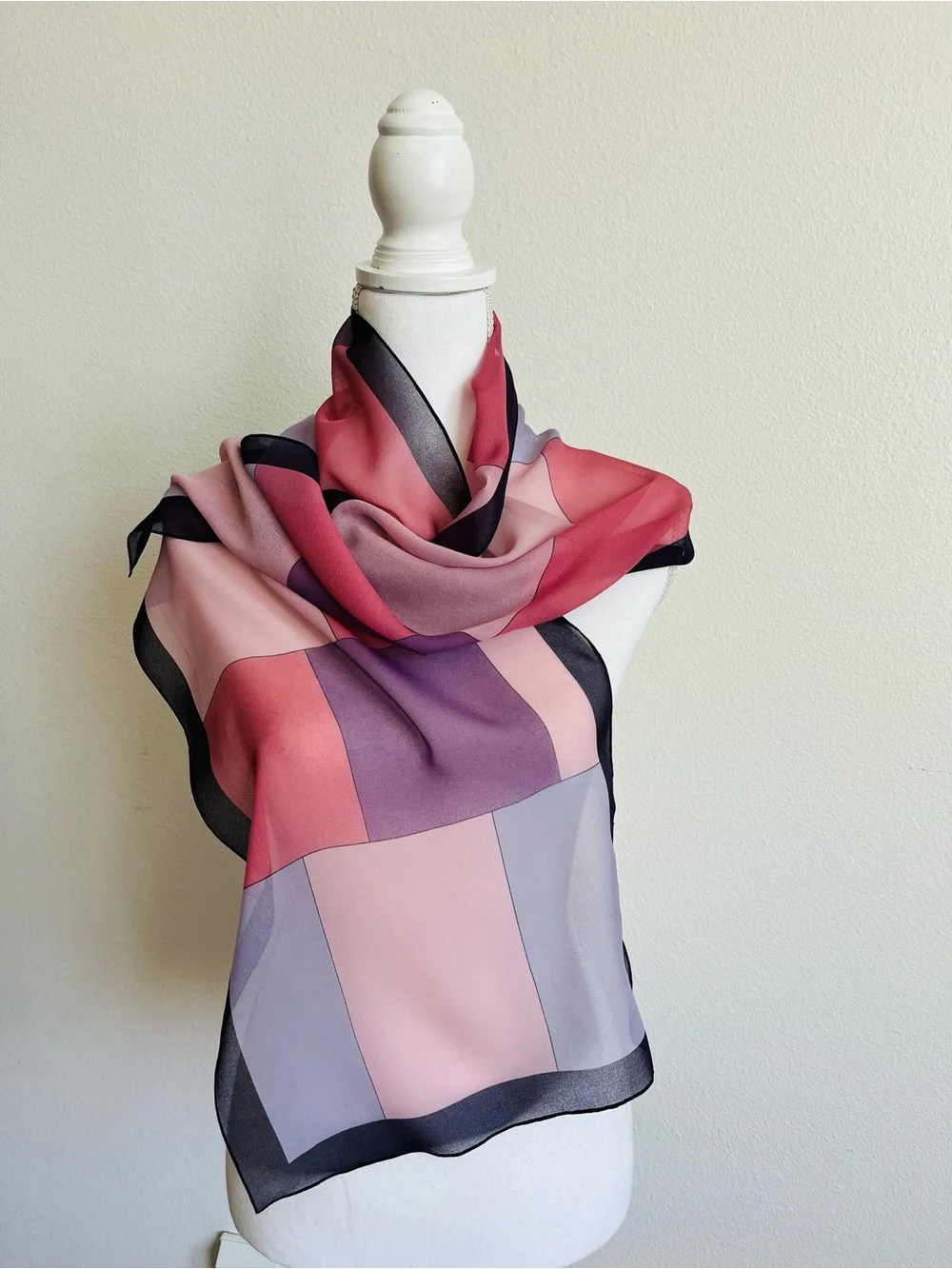 Blend Pink & Purple Geometric Scarf from Italy 13/56 inch